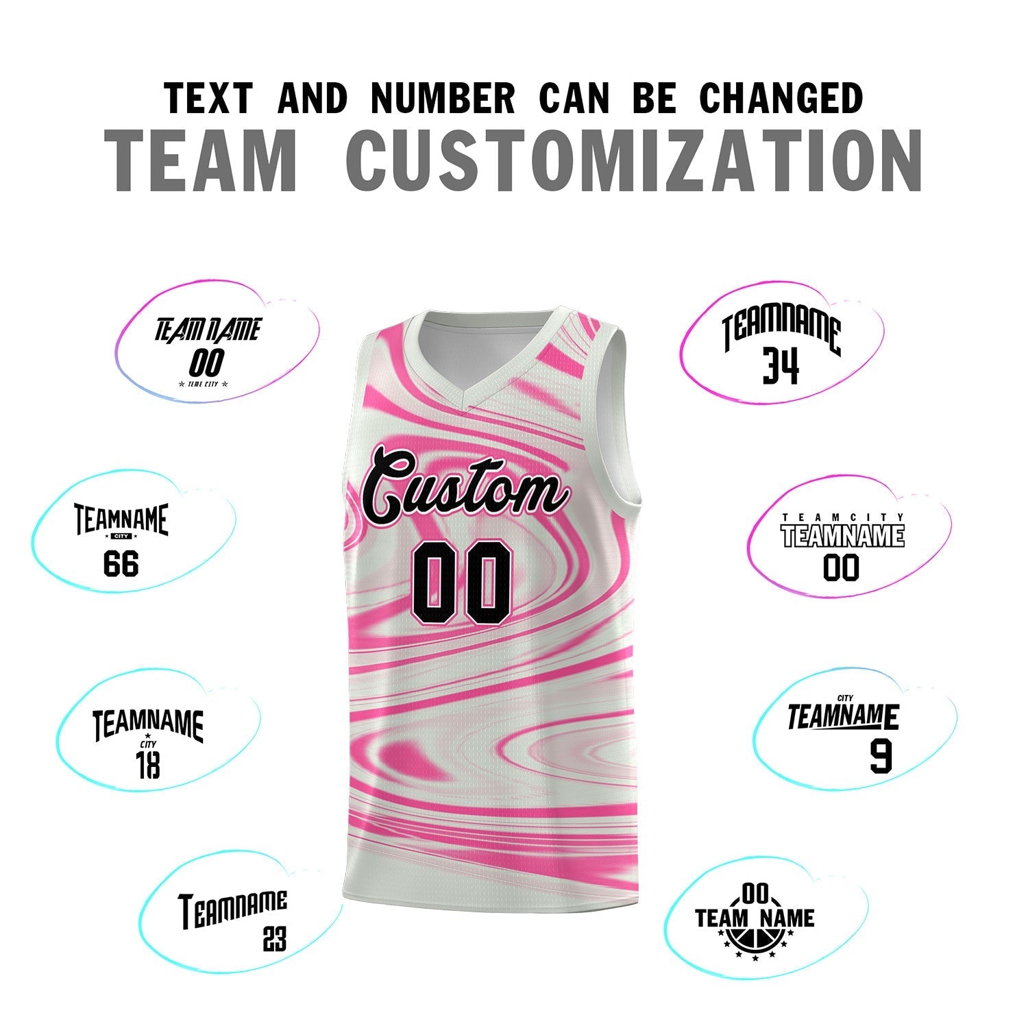 Custom Gray Pink Graffiti Pattern Fluids Style Sports Uniform Basketball Jersey Sets