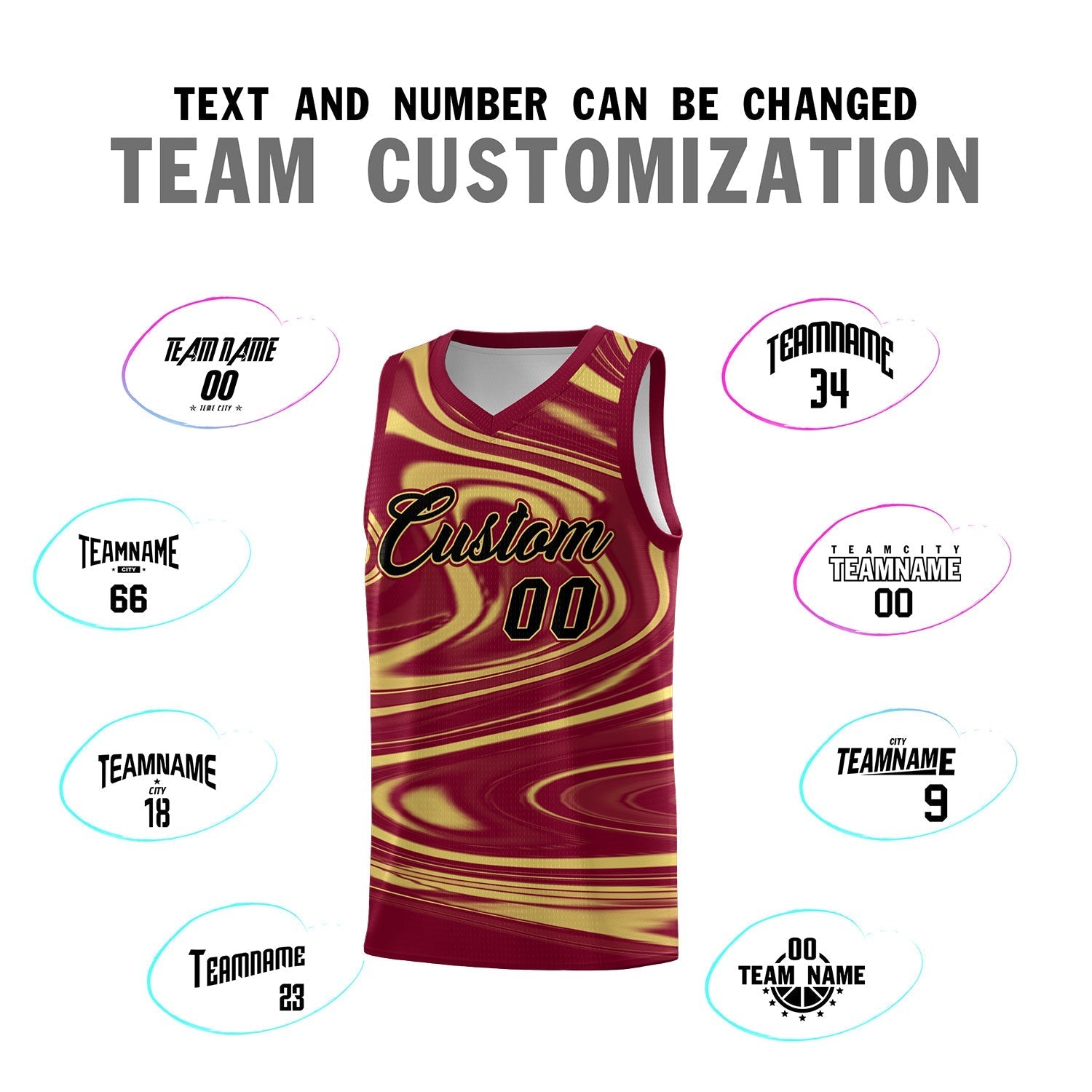 Custom Crimson Khaki Graffiti Pattern Fluids Style Sports Uniform Basketball Jersey Sets