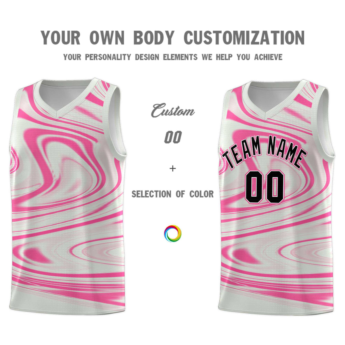 Custom Gray Pink Graffiti Pattern Fluids Style Sports Uniform Basketball Jersey Sets