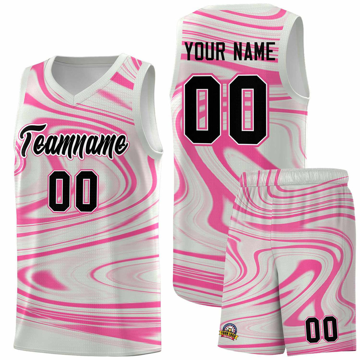 Custom Gray Pink Graffiti Pattern Fluids Style Sports Uniform Basketball Jersey Sets