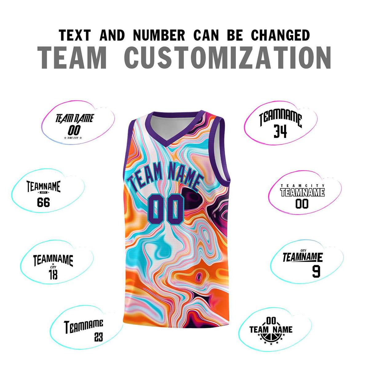 Custom Purple Fluid Painting Pattern Sports Uniform Basketball Jersey