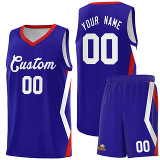 Custom Royal Side Rhombus Graffiti Pattern Sets Basketball Jersey - Style 1