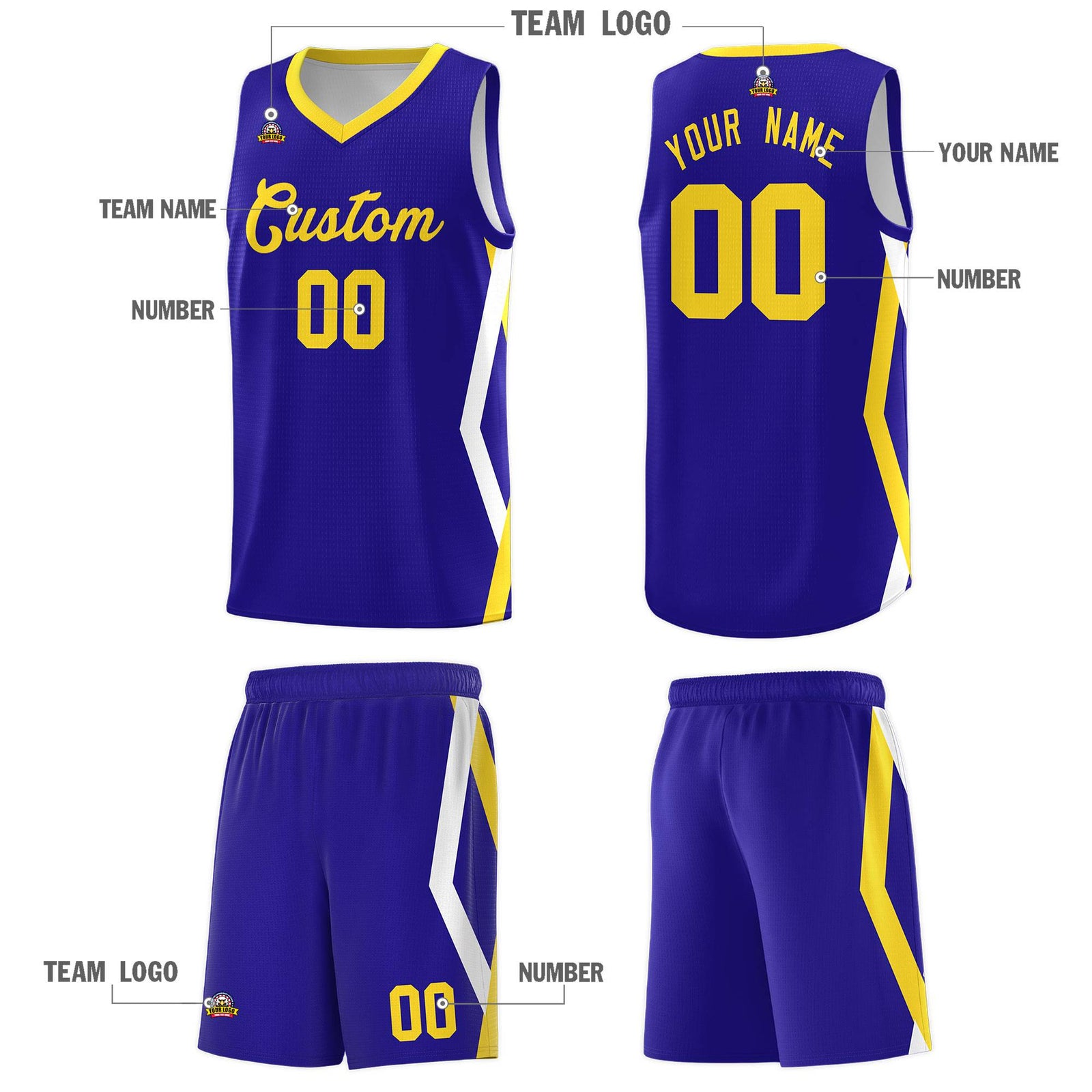 Custom Royal Side Rhombus Graffiti Pattern Sets Basketball Jersey