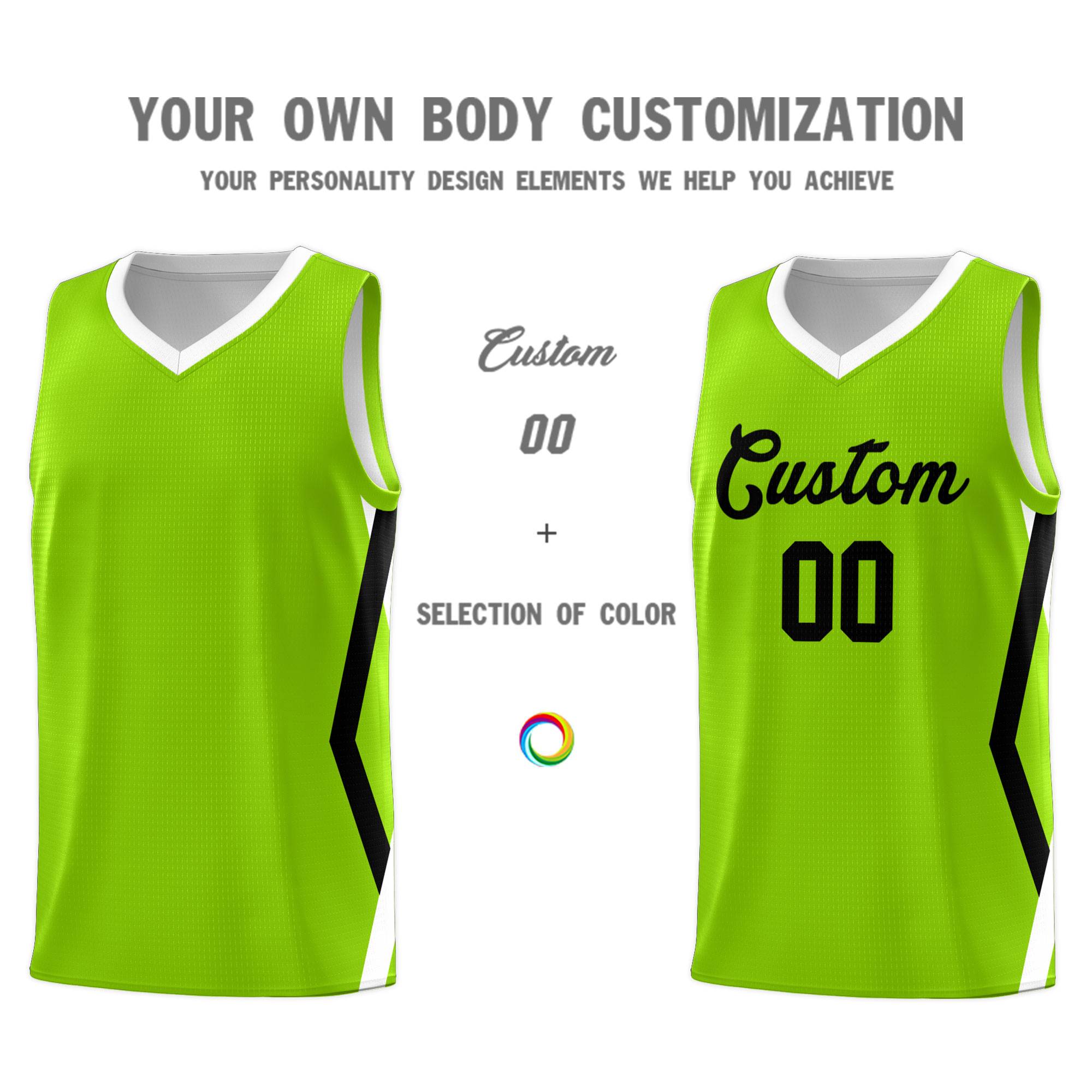 Custom Neon Green Side Rhombus Graffiti Pattern Sets Basketball Jersey