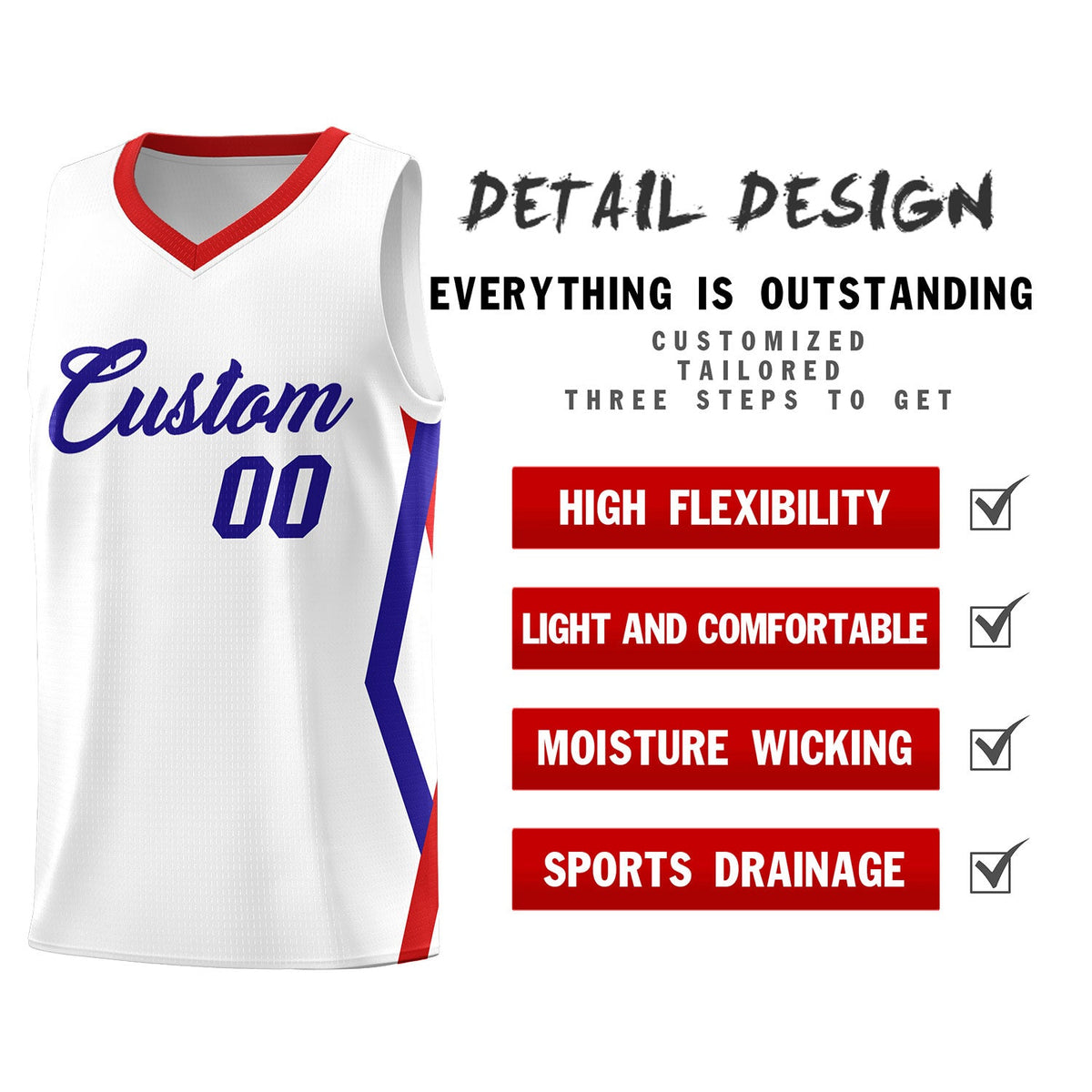 Custom White Side Rhombus Graffiti Pattern Sets Basketball Jersey