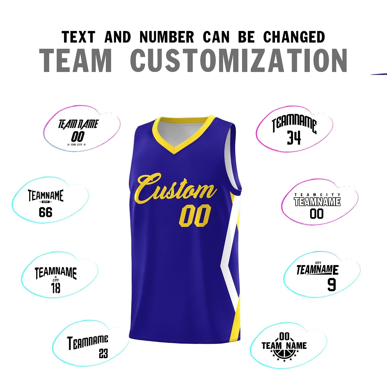 Custom Royal Side Rhombus Graffiti Pattern Sets Basketball Jersey