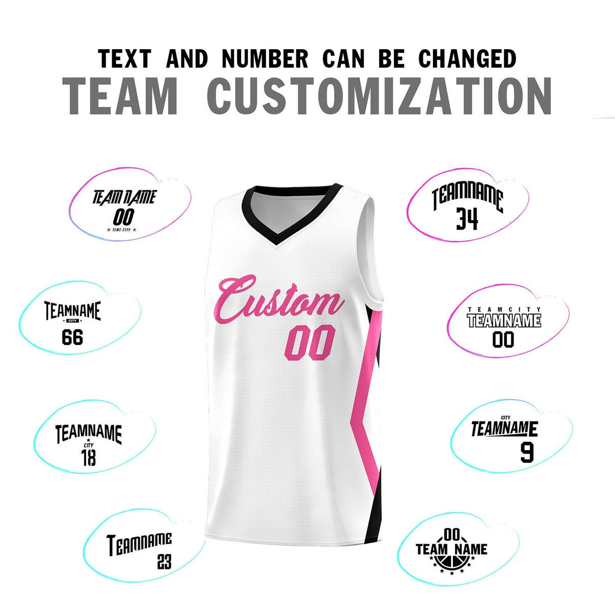 Custom White Side Rhombus Graffiti Pattern Sets Basketball Jersey