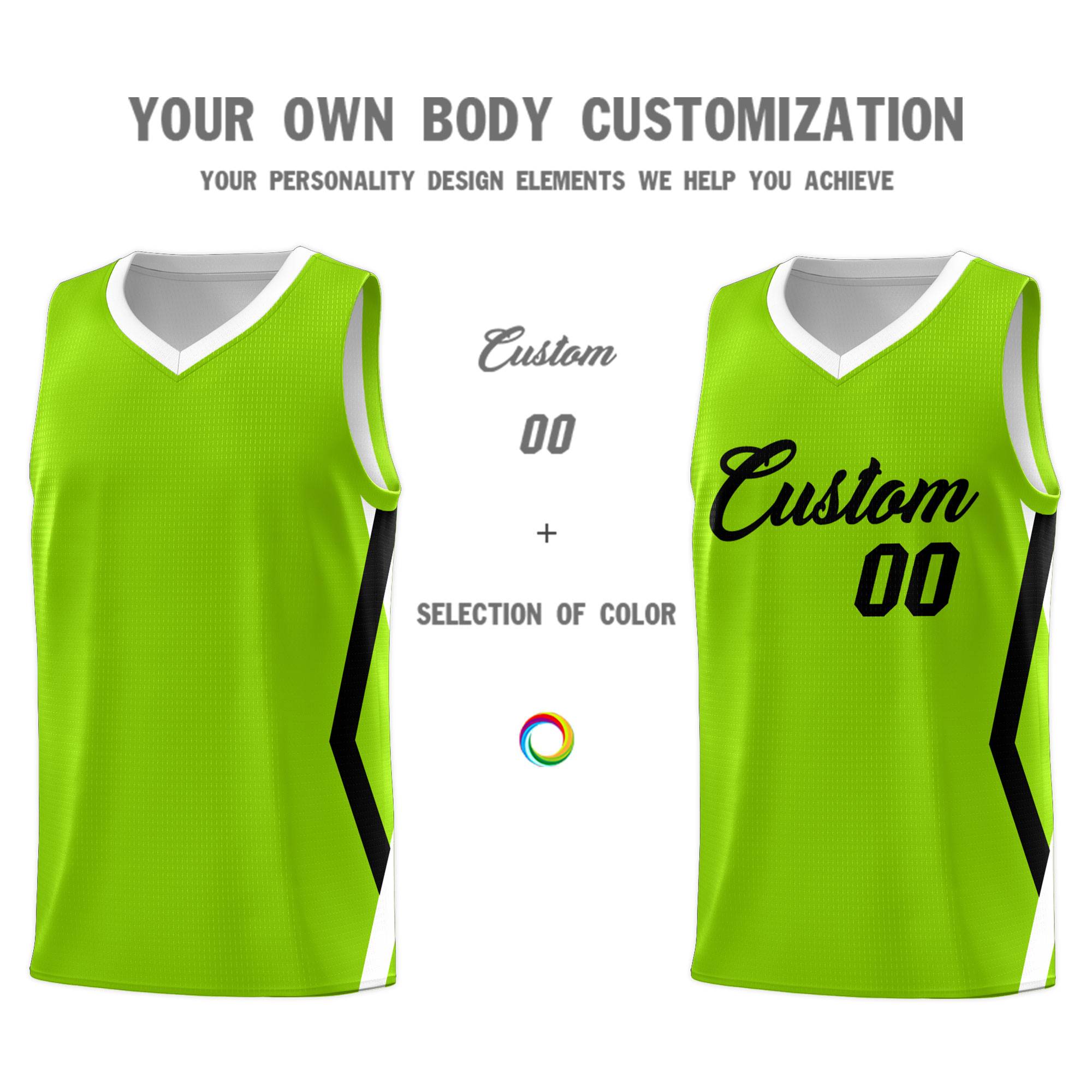 Custom Neon Green Side Rhombus Graffiti Pattern Sets Basketball Jersey