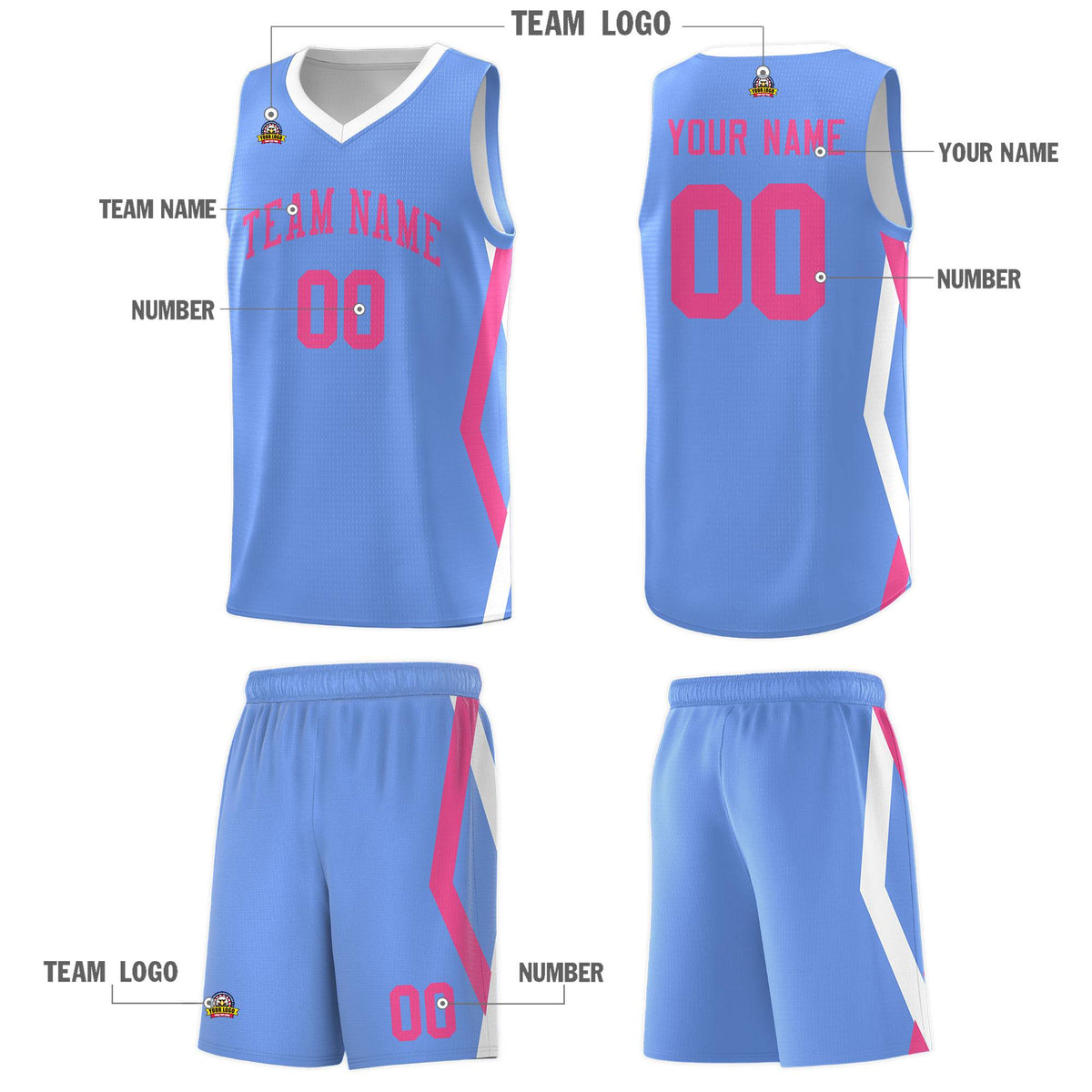 Custom Light Blue Side Rhombus Graffiti Pattern Sets Basketball Jersey
