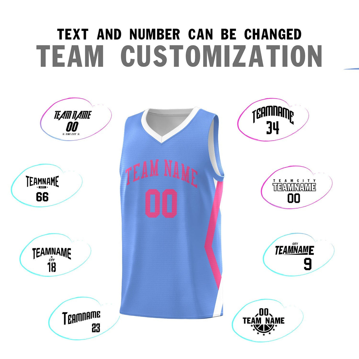 Custom Light Blue Side Rhombus Graffiti Pattern Sets Basketball Jersey