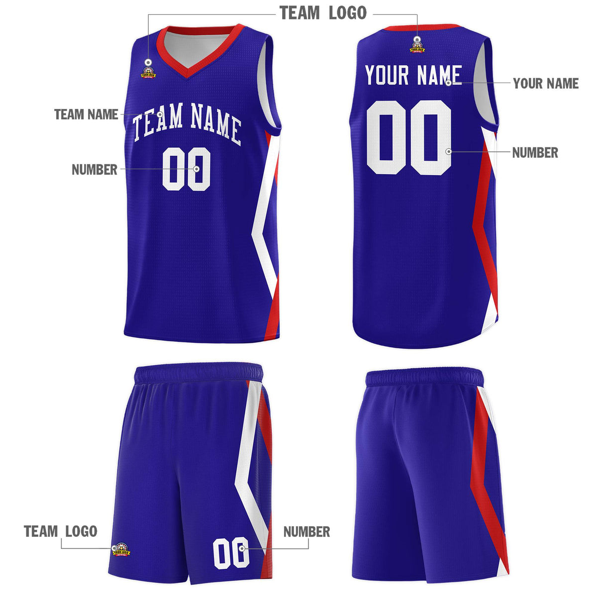 Custom Royal Side Rhombus Graffiti Pattern Sets Basketball Jersey