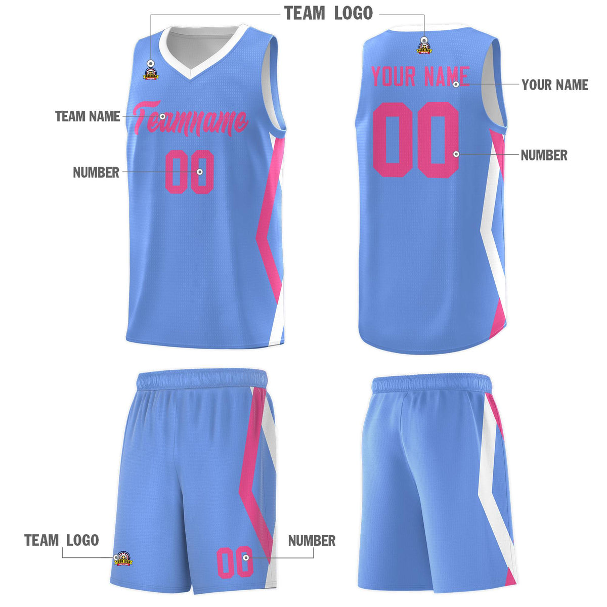 Custom Light Blue Side Rhombus Graffiti Pattern Sets Basketball Jersey