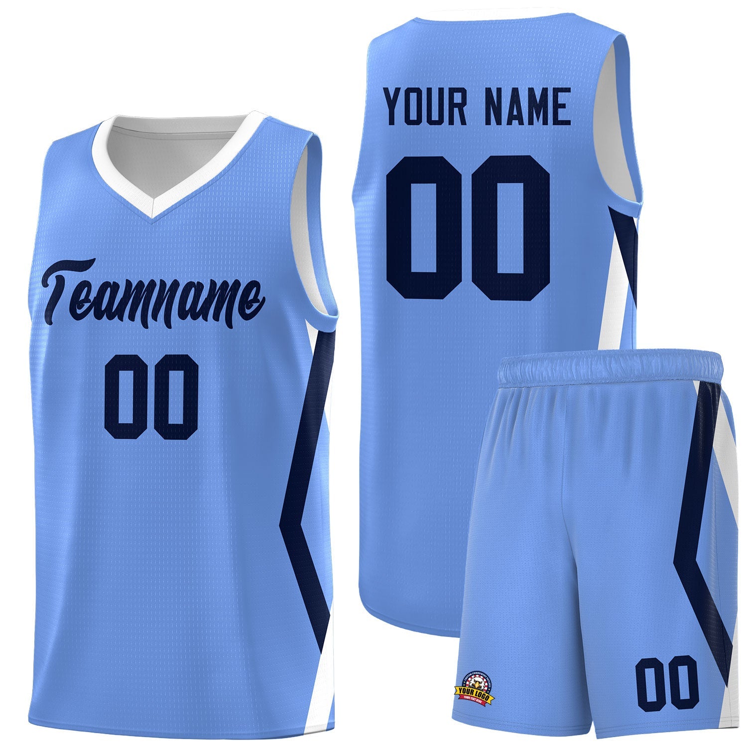 Custom Light Blue Side Rhombus Graffiti Pattern Sets Basketball Jersey