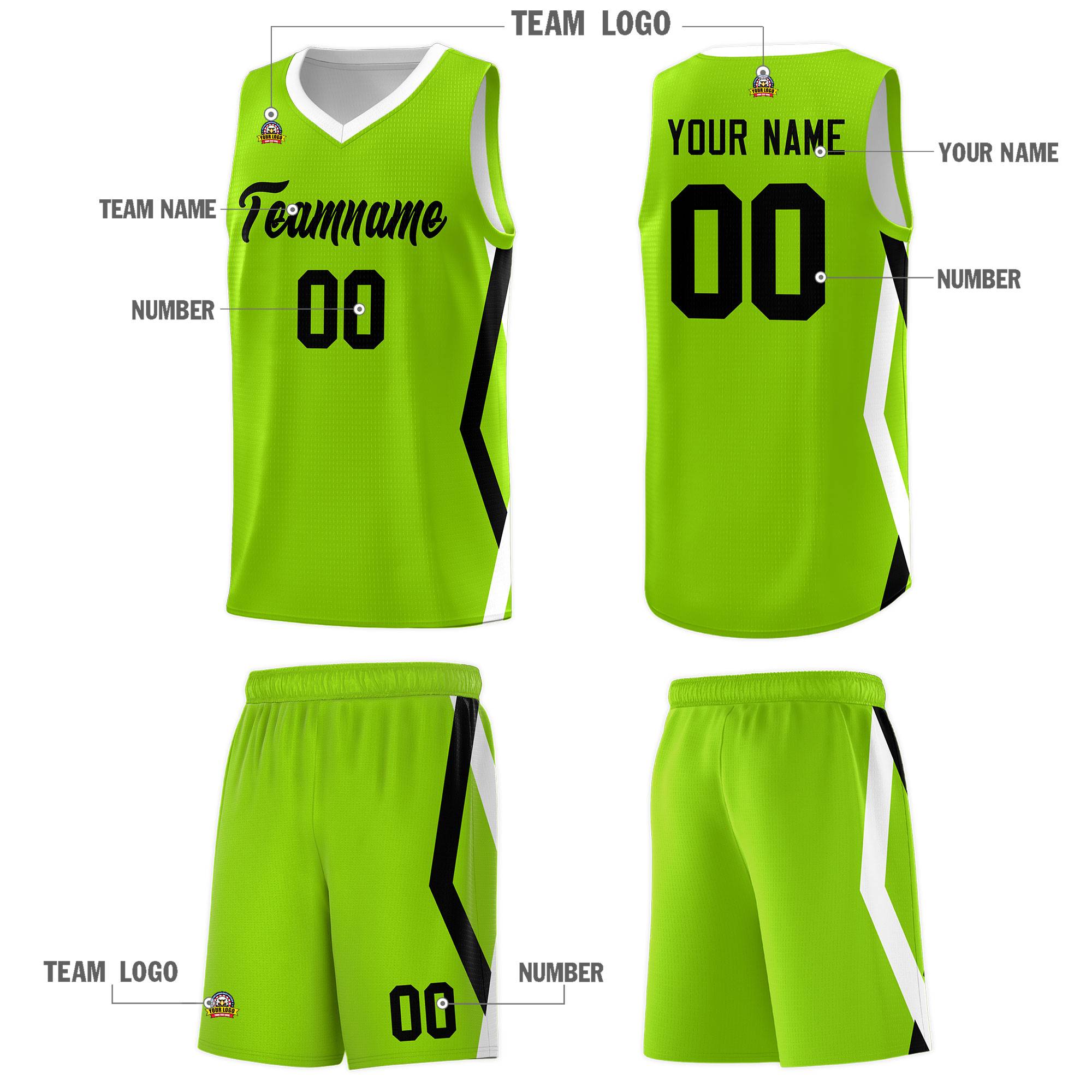 Custom Neon Green Side Rhombus Graffiti Pattern Sets Basketball Jersey