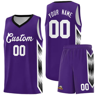 Custom Purple Mosaic Gradient Fashion Sports Uniform Basketball Jersey - Style 1