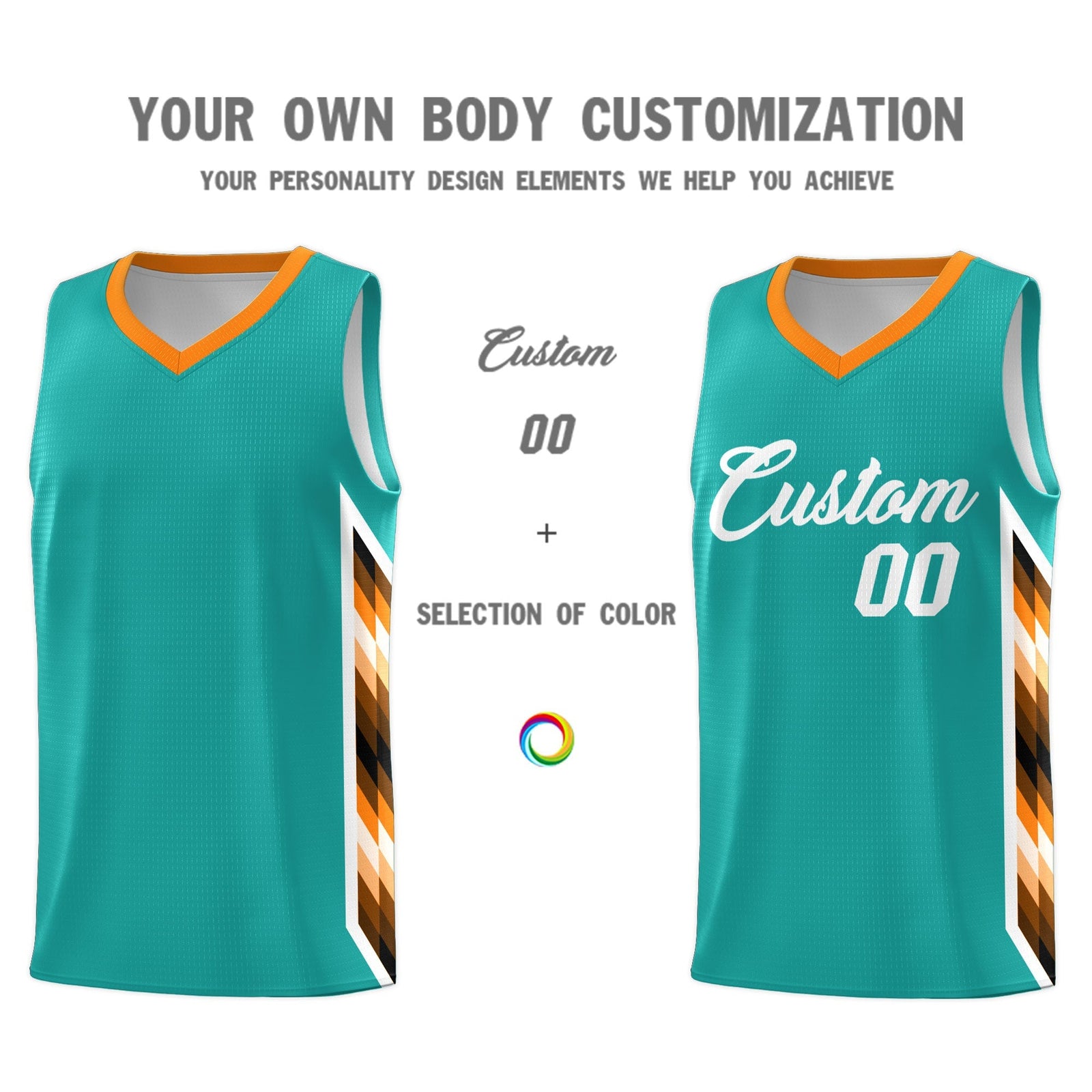 Custom Aqua Mosaic Gradient Fashion Sports Uniform Basketball Jersey