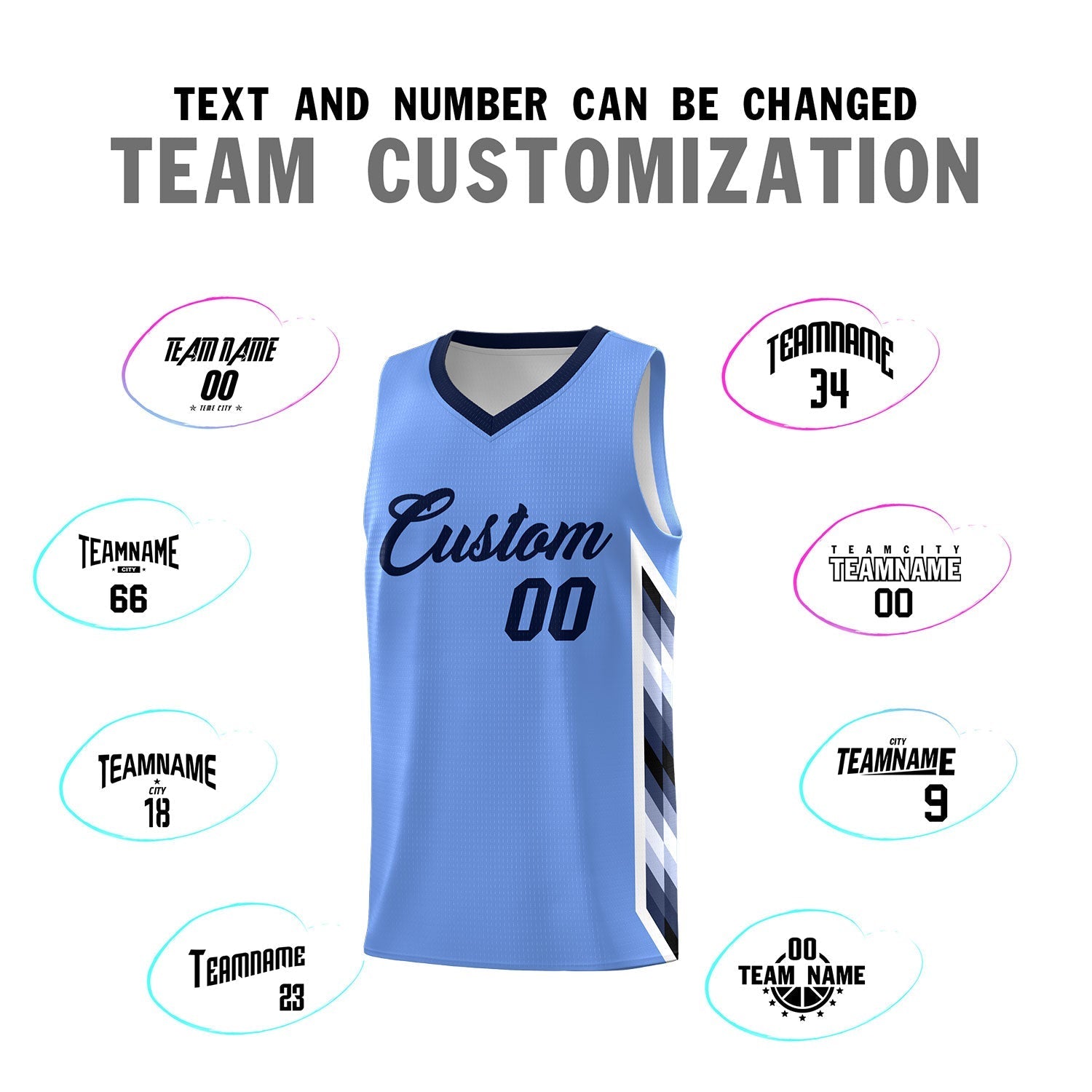 Custom Light Blue Mosaic Gradient Fashion Sports Uniform Basketball Jersey