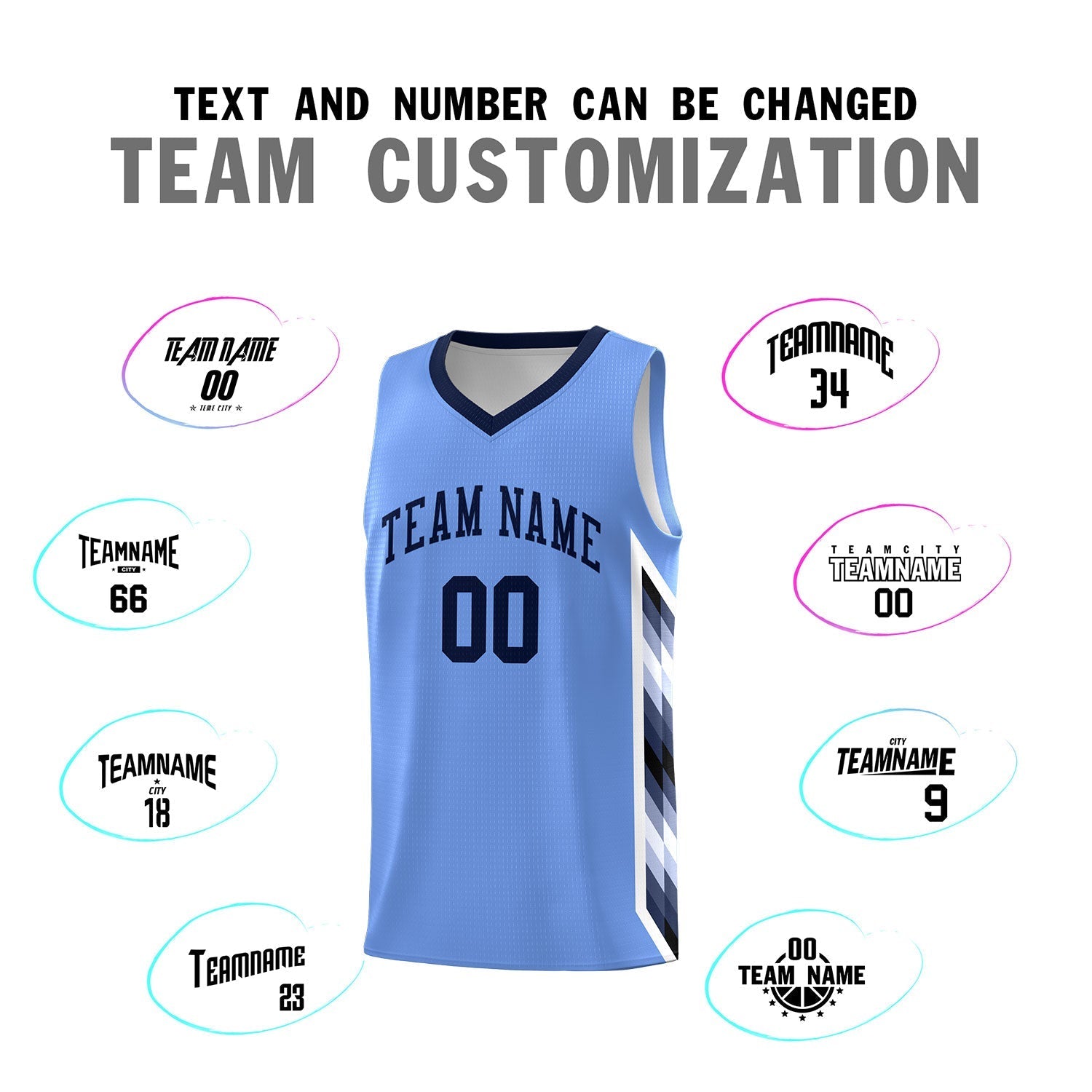 Custom Light Blue Mosaic Gradient Fashion Sports Uniform Basketball Jersey