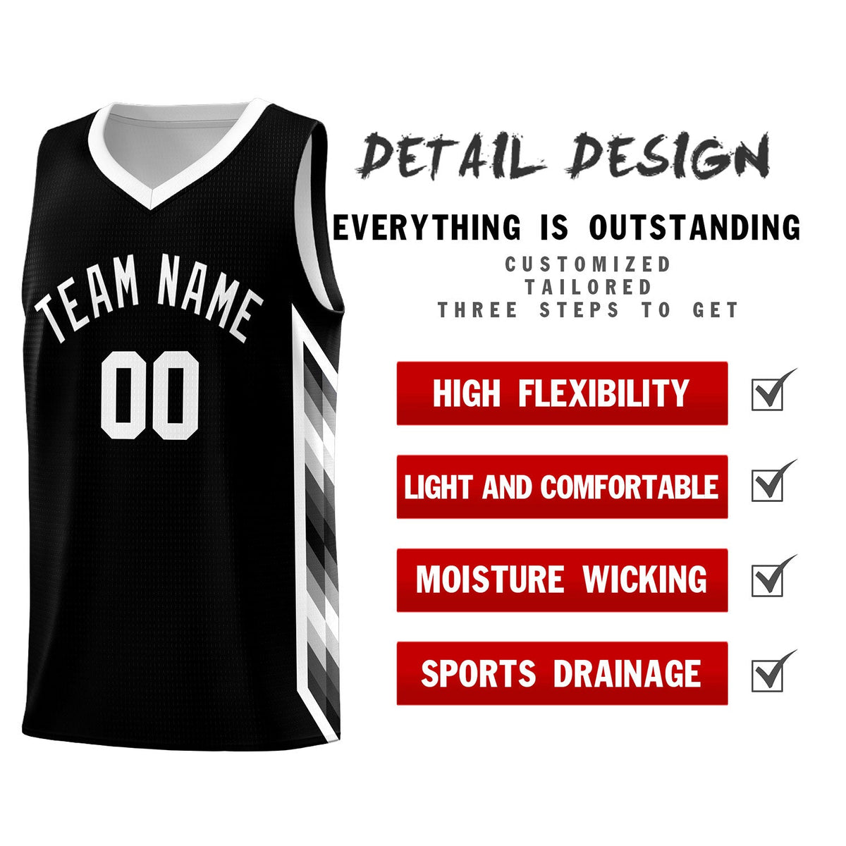 Custom Black Mosaic Gradient Fashion Sports Uniform Basketball Jersey