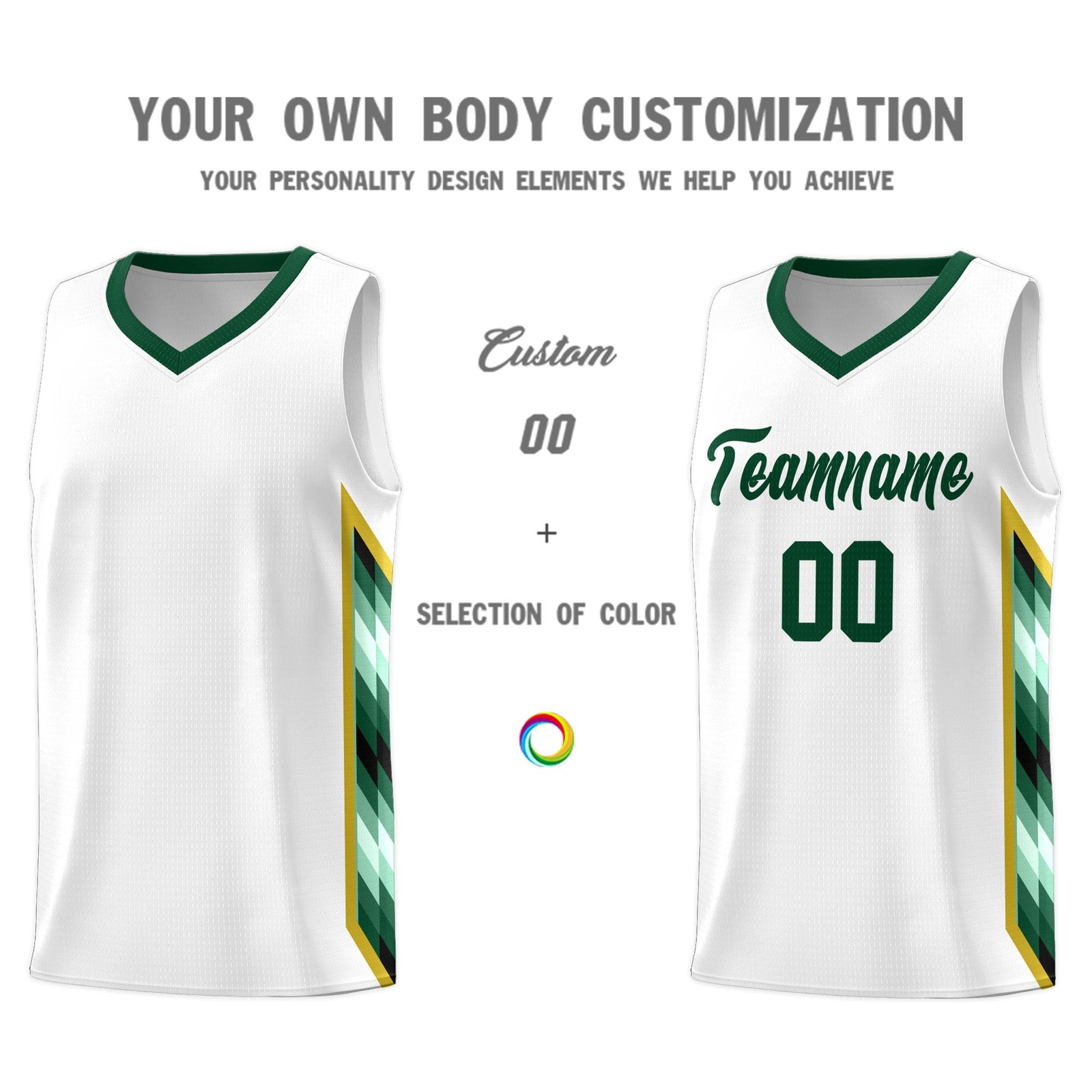Custom White Mosaic Gradient Fashion Sports Uniform Basketball Jersey