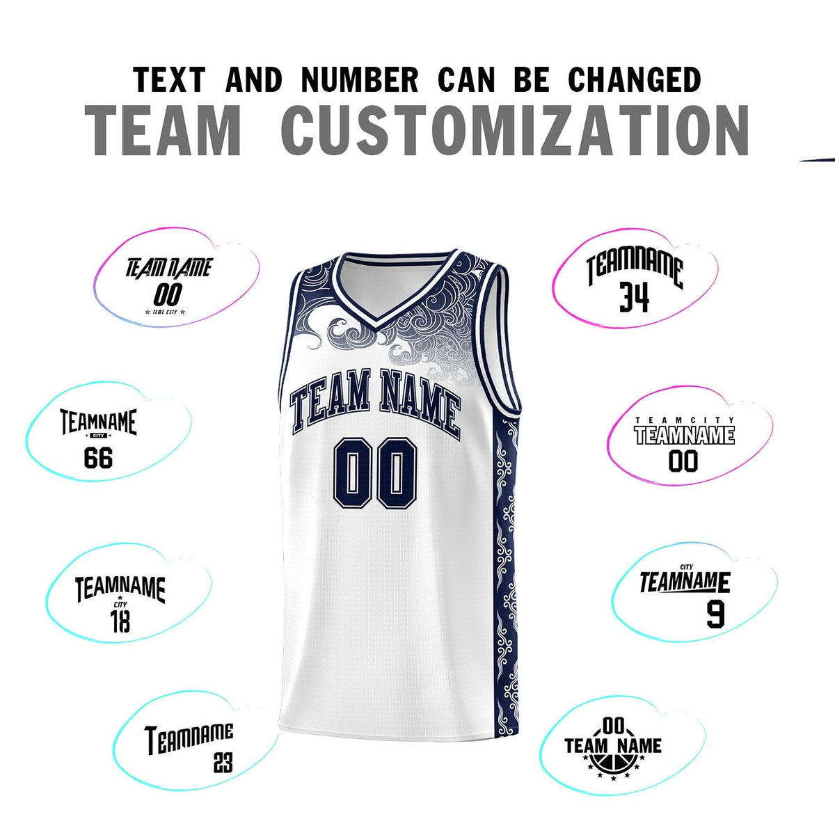 Custom White Personalized Cloud Pattern Sports Sets Uniform Basketball Jersey