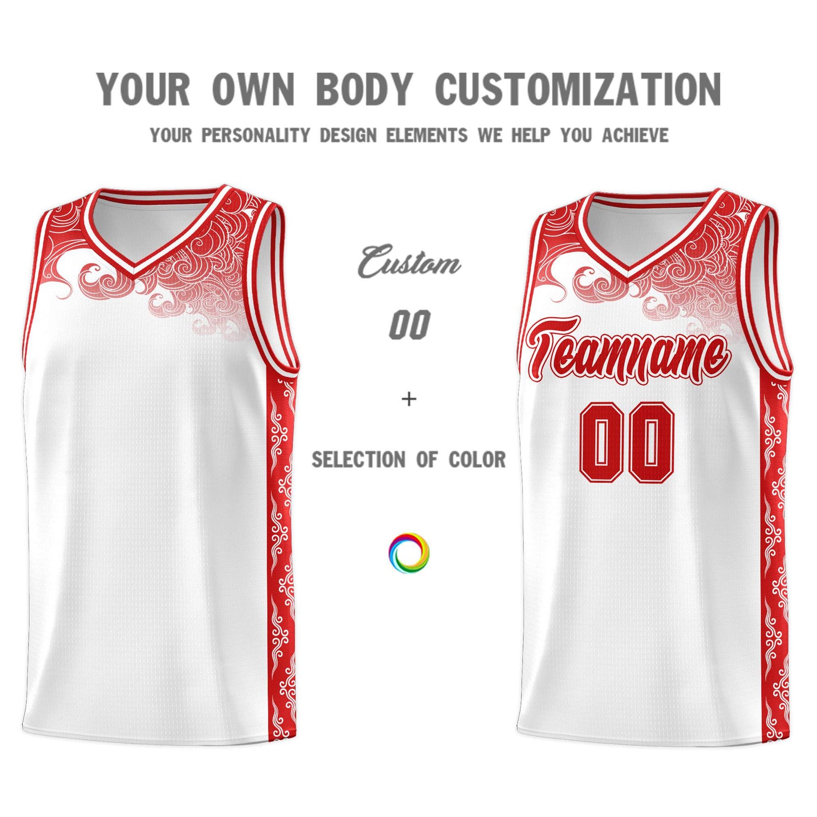 Custom White Personalized Cloud Pattern Sports Sets Uniform Basketball Jersey