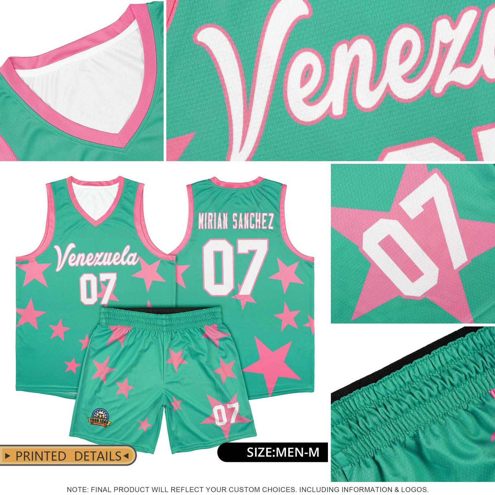 Custom Gray Pink Graffiti Pattern Star Print Basketball Jersey Sets