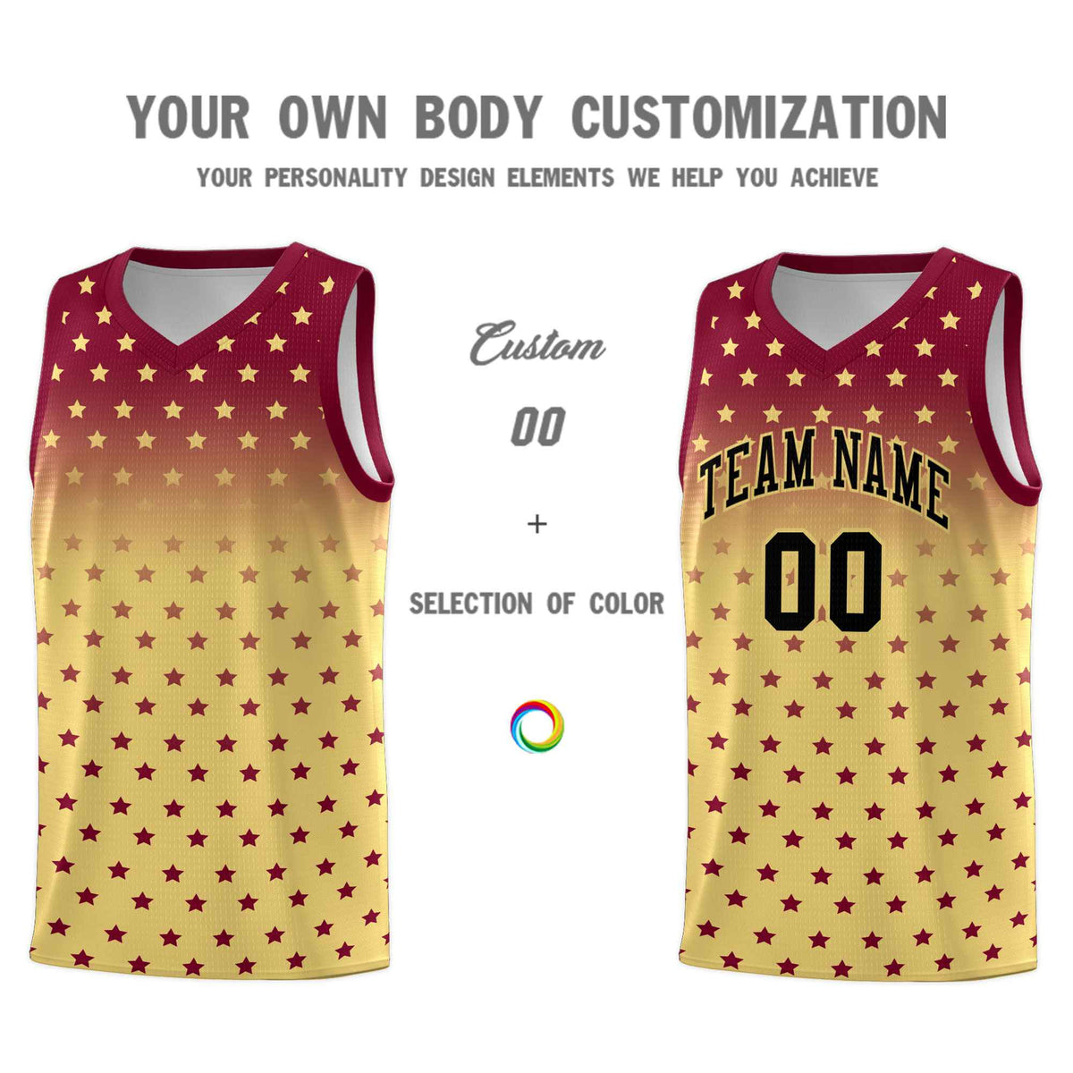 Custom Crimson Khaki Gradient Start Pattern Basketball Jersey Sets