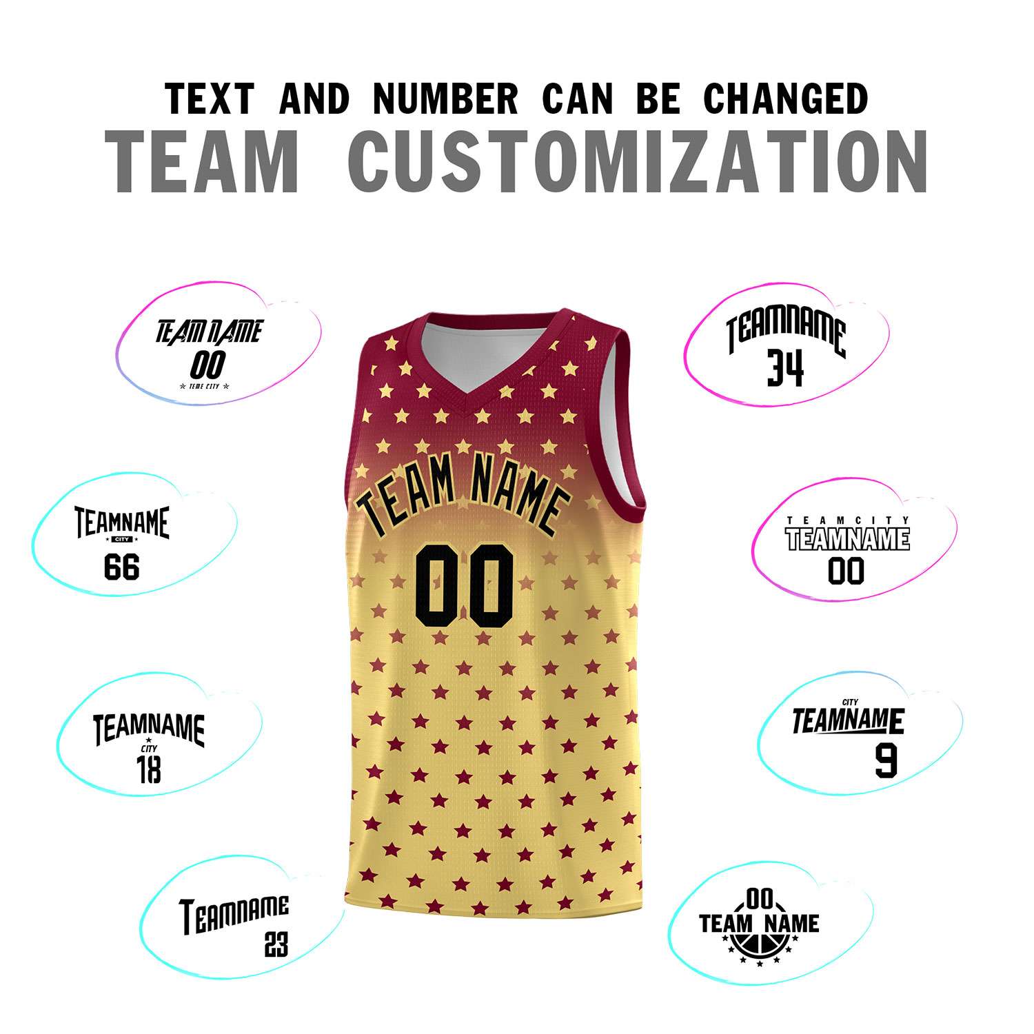Custom Crimson Khaki Gradient Start Pattern Basketball Jersey Sets