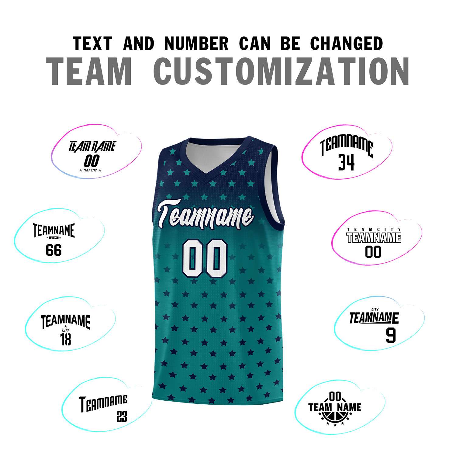 Custom Navy Aqua Gradient Start Pattern Basketball Jersey Sets