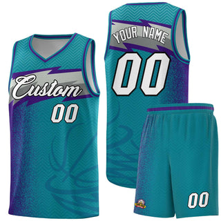 Custom Aqua Dot Scatter Graffiti Pattern Sports Uniform Basketball Jersey - Style 1