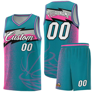 Custom Aqua Dot Scatter Graffiti Pattern Sports Uniform Basketball Jersey - Style 1