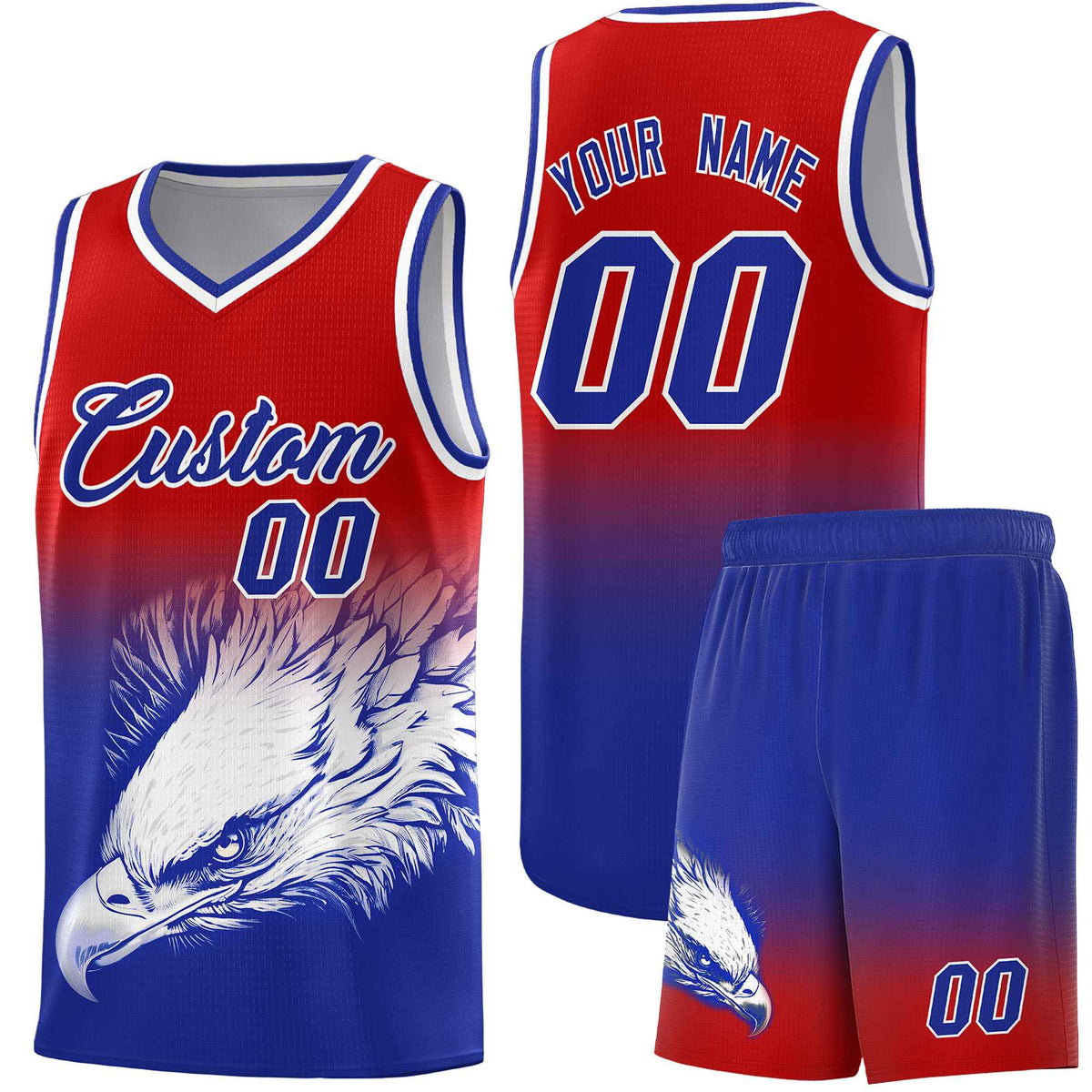 Custom Red Royal Eagle Pattern Graffiti Pattern Sports Uniform Basketball Jersey