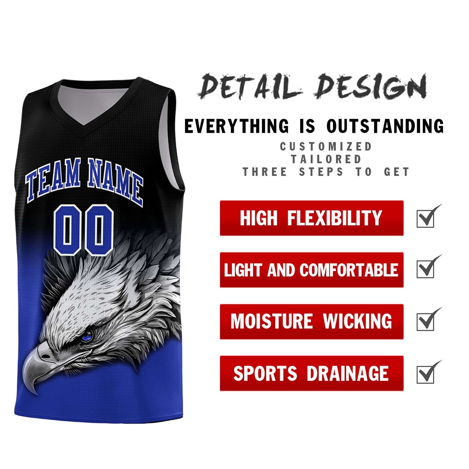 Custom Black Yellow Eagle Pattern Graffiti Pattern Sports Uniform Basketball Jersey
