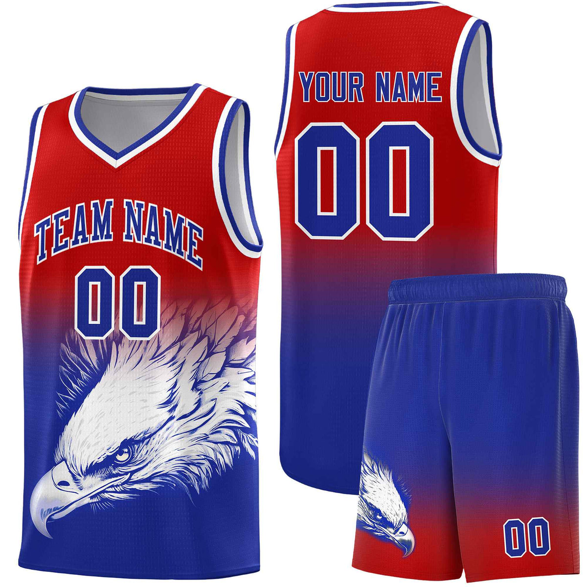 Custom Red Royal Eagle Pattern Graffiti Pattern Sports Uniform Basketball Jersey