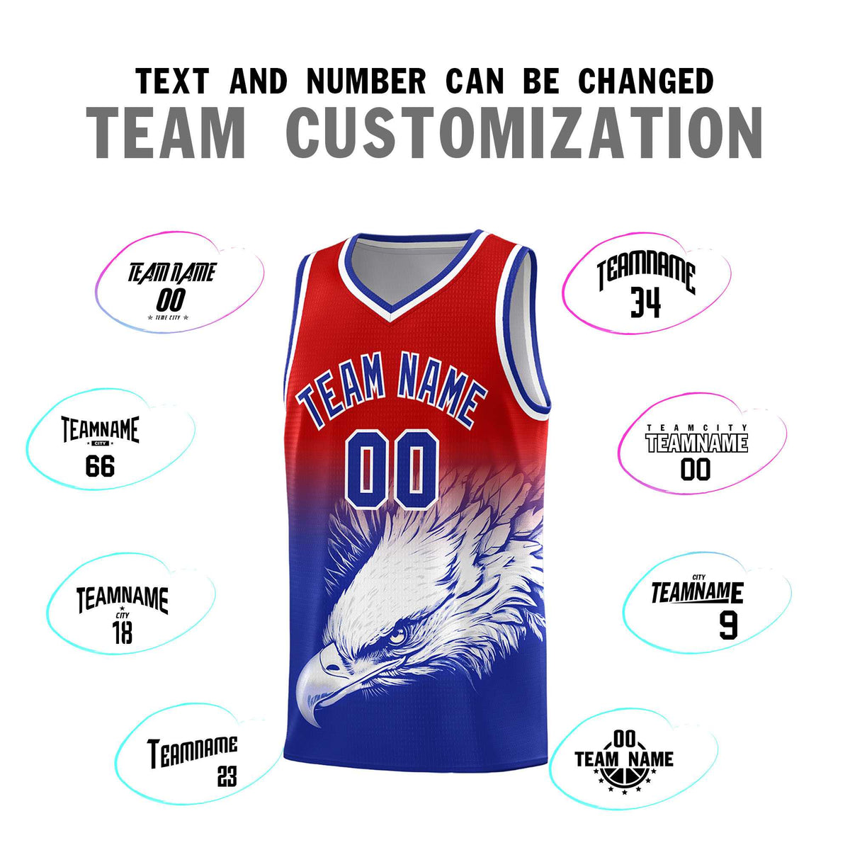 Custom Red Royal Eagle Pattern Graffiti Pattern Sports Uniform Basketball Jersey