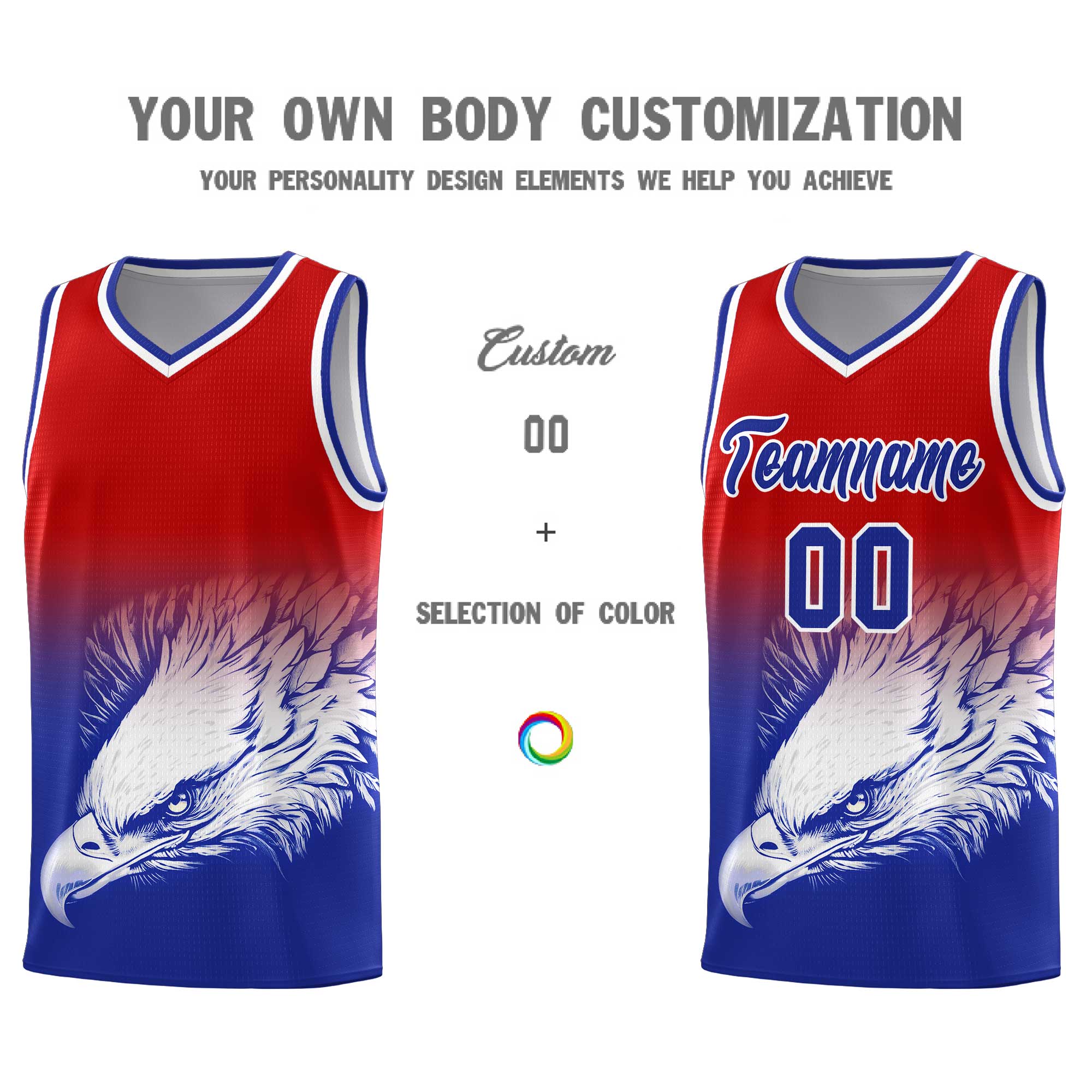 Custom Red Royal Eagle Pattern Graffiti Pattern Sports Uniform Basketball Jersey