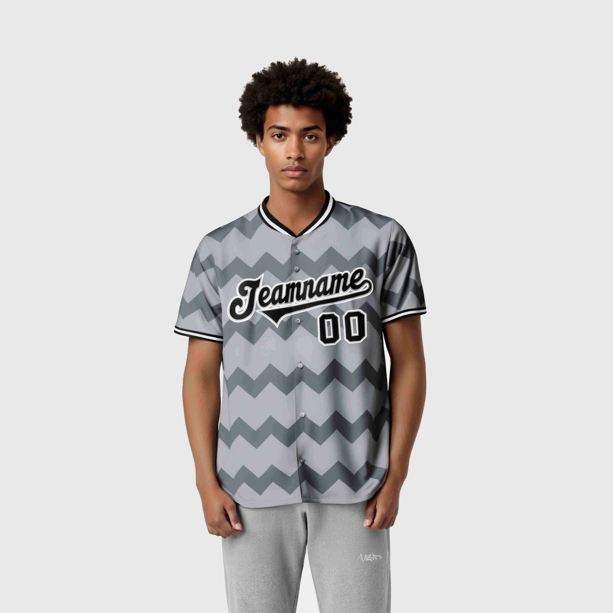 Custom Gray Black White Authentic Corrugated Fashion Baseball Jersey