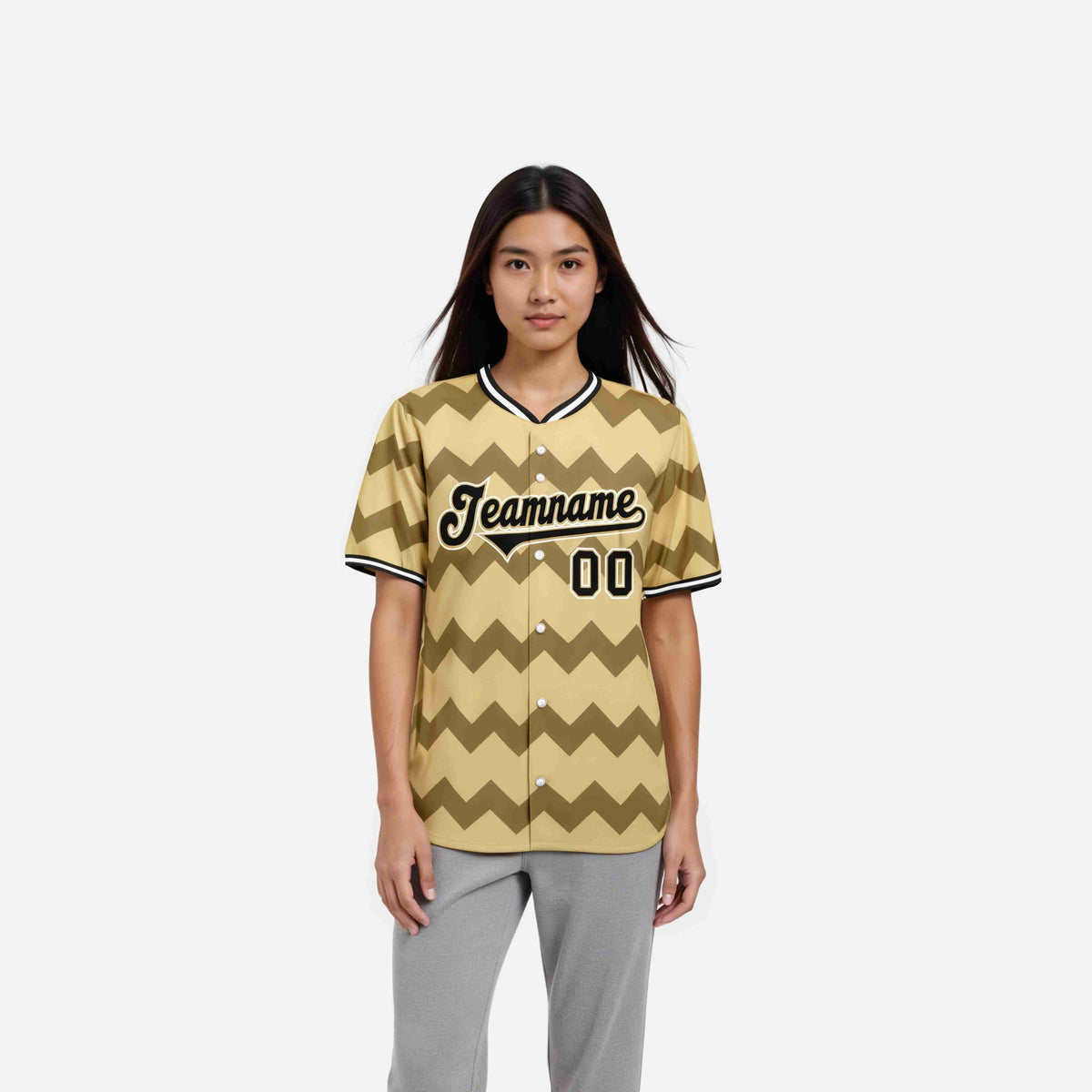 Custom Khaki Black White Authentic Corrugated Fashion Baseball Jersey