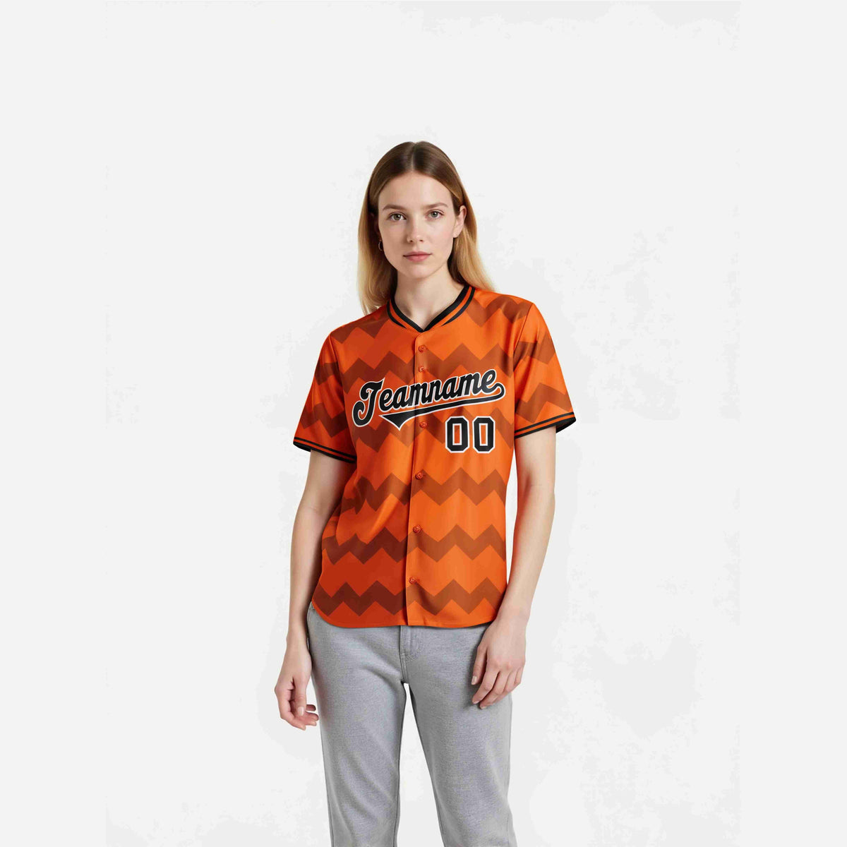 Custom Orange Black White Authentic Corrugated Fashion Baseball Jersey