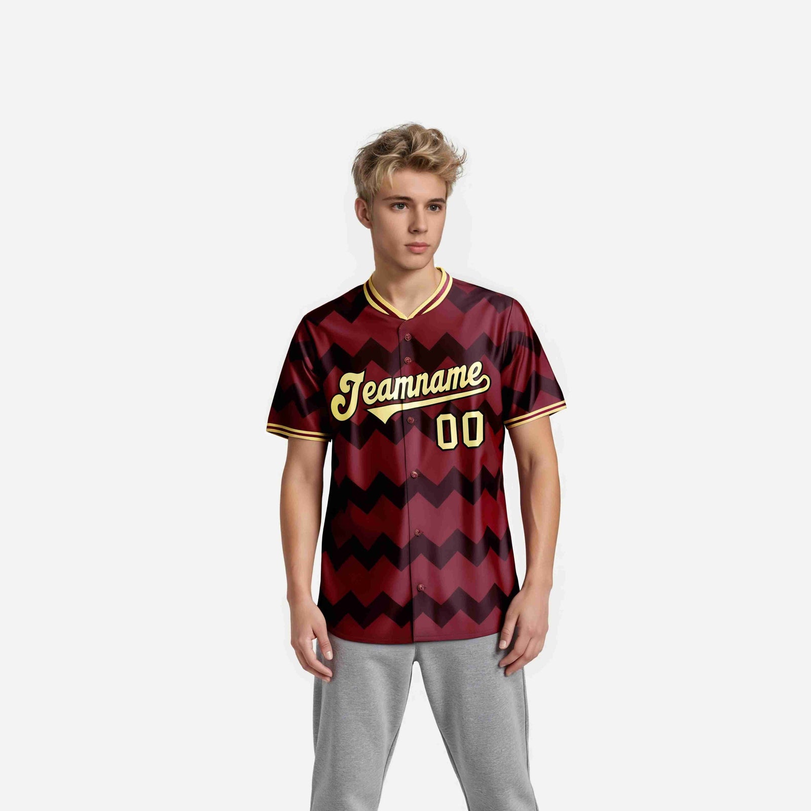 Custom Crimson Khaki Authentic Corrugated Fashion Baseball Jersey
