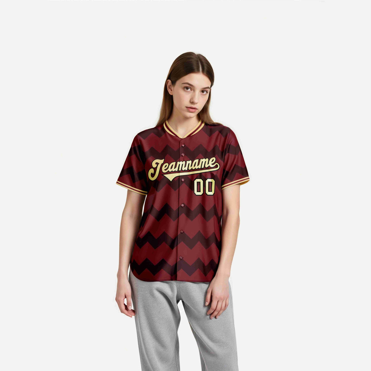 Custom Crimson Khaki Authentic Corrugated Fashion Baseball Jersey