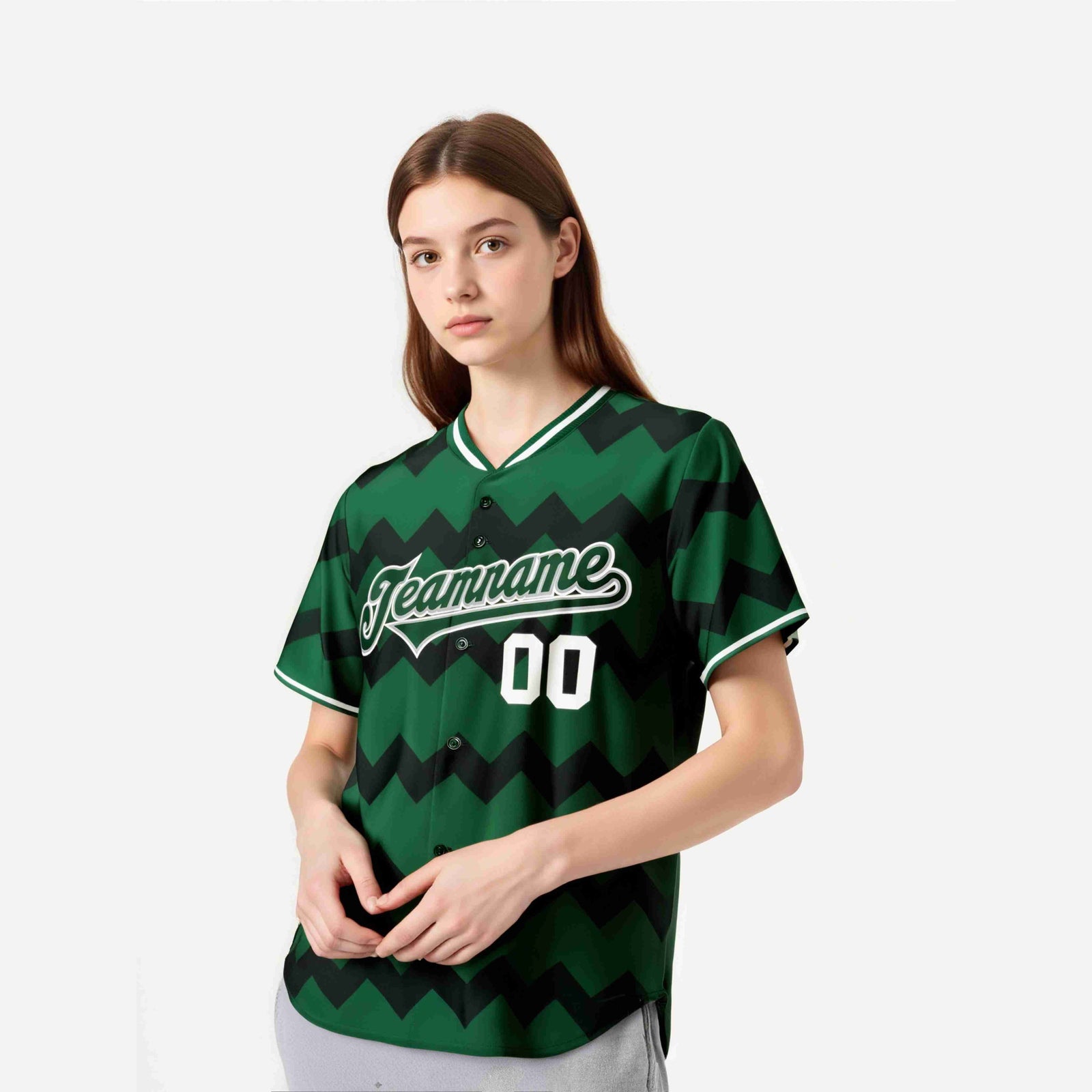 Custom Green White Authentic Corrugated Fashion Baseball Jersey