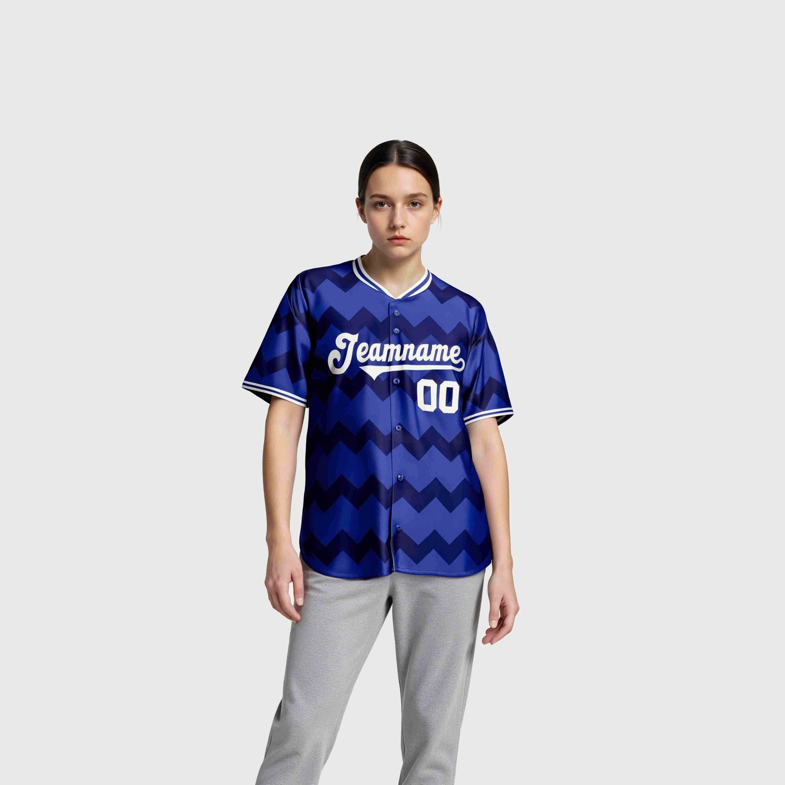 Custom Royal Blue White Authentic Corrugated Fashion Baseball Jersey