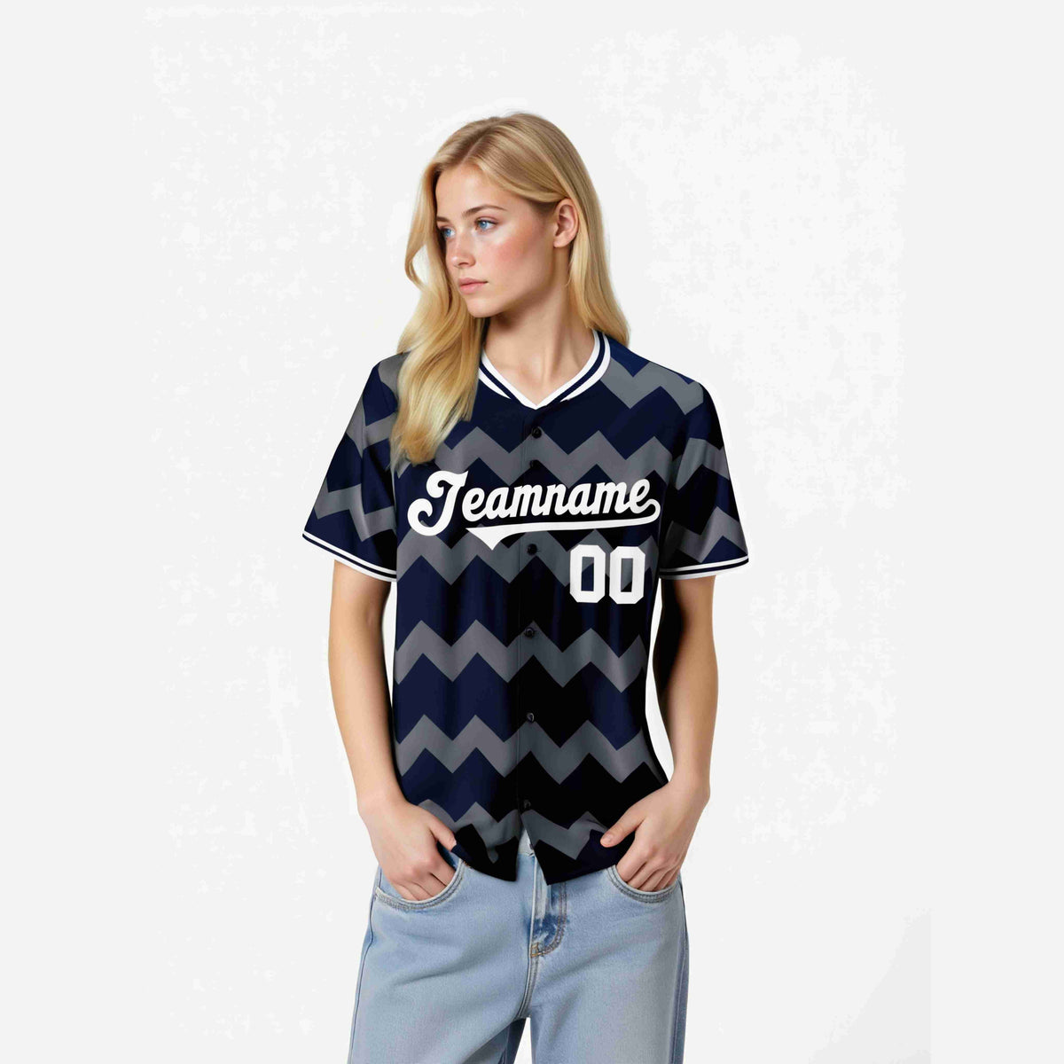 Custom Black Gray White Authentic Corrugated Fashion Baseball Jersey
