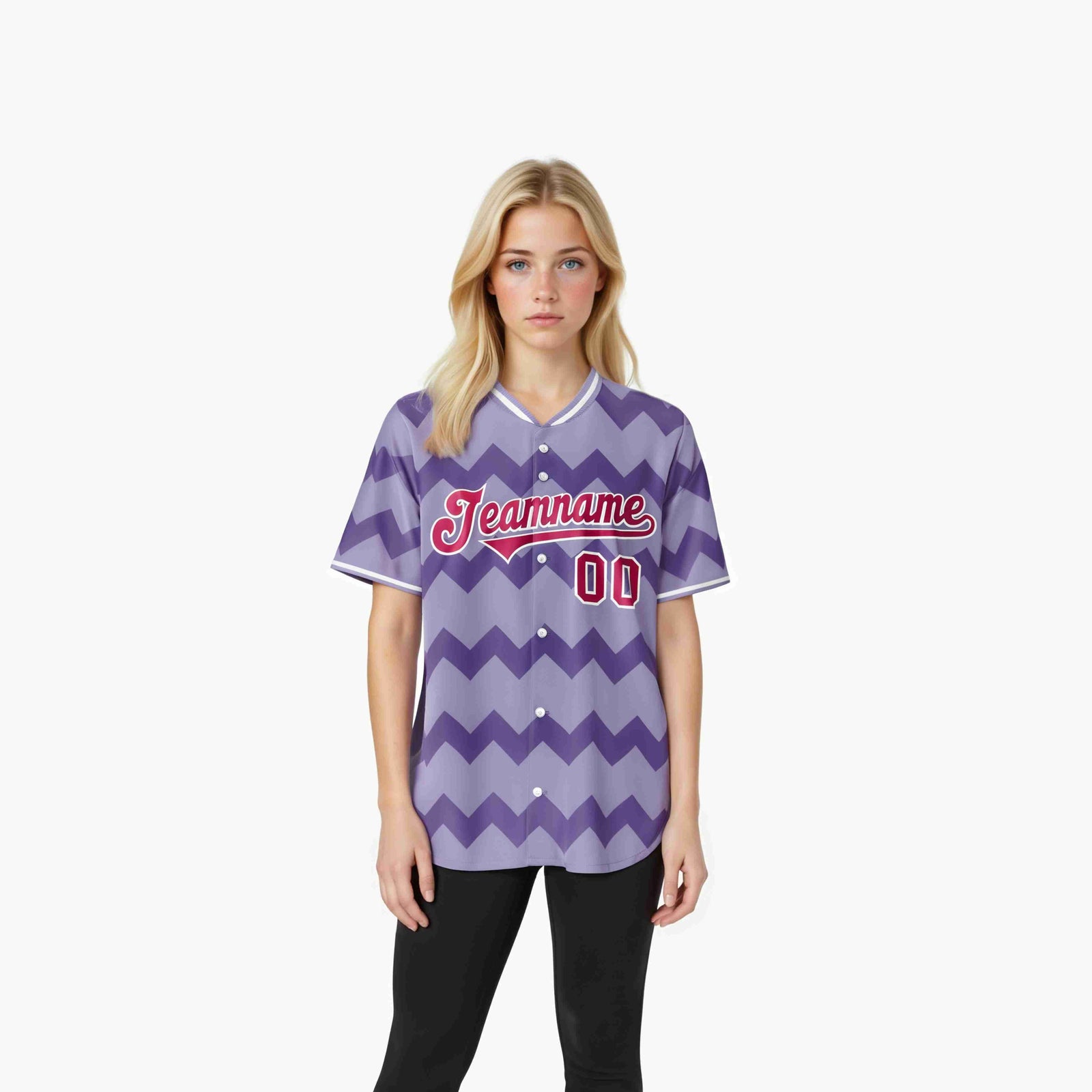 Custom Light Purple Pink White Authentic Corrugated Fashion Baseball Jersey