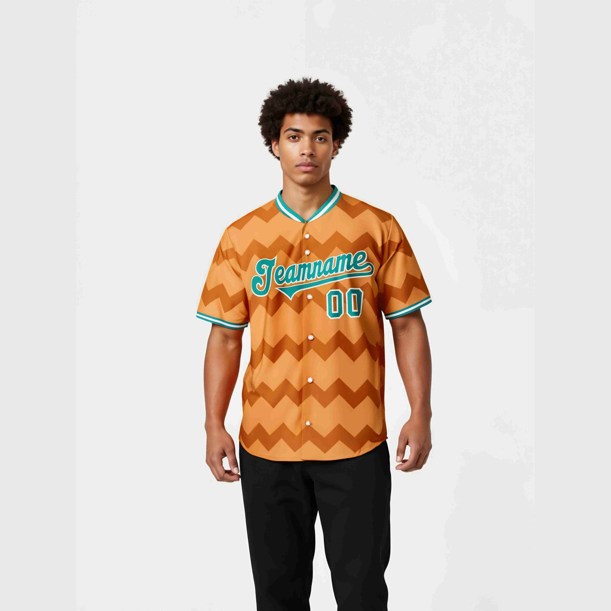 Custom Orange Aqua White Authentic Corrugated Fashion Baseball Jersey