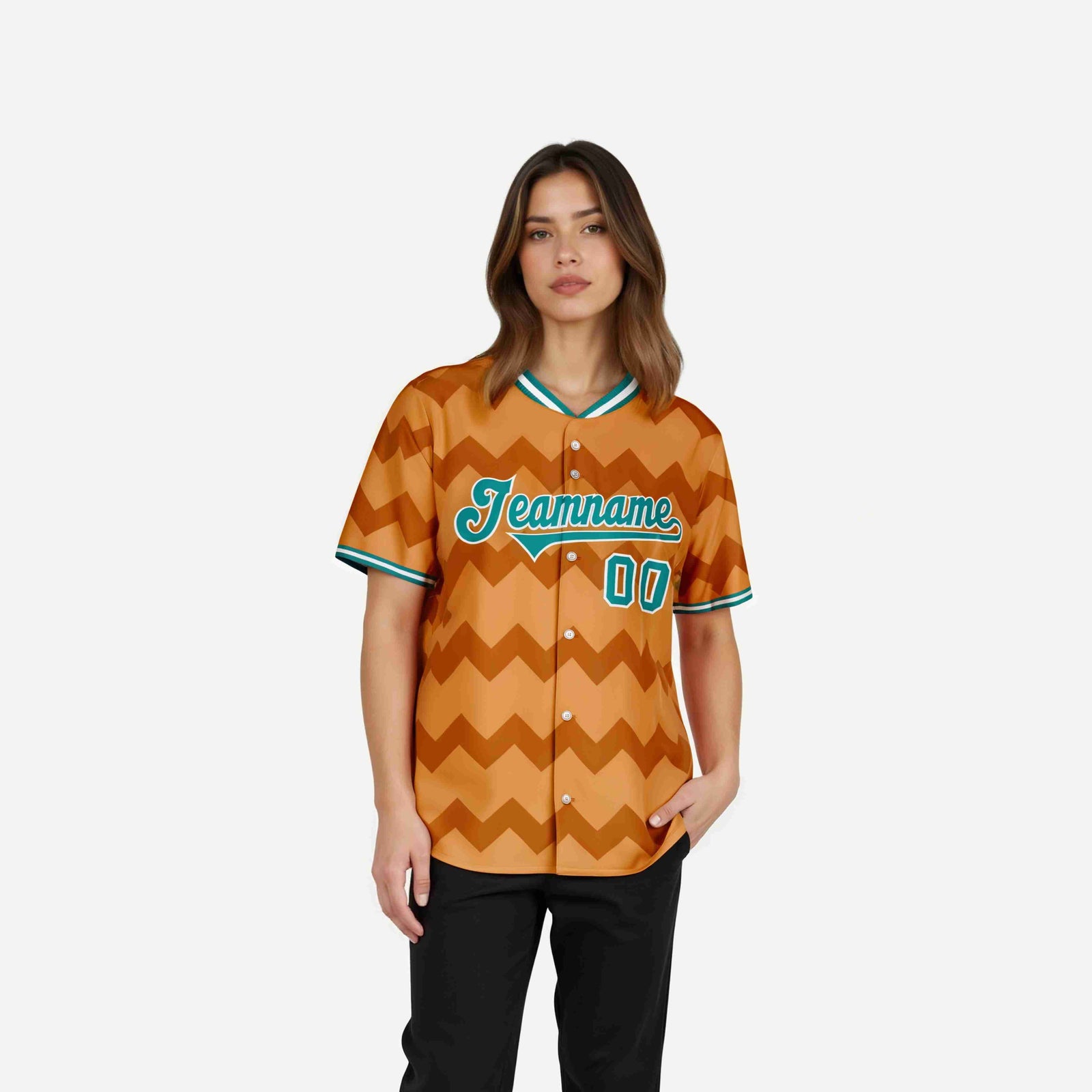 Custom Orange Aqua White Authentic Corrugated Fashion Baseball Jersey