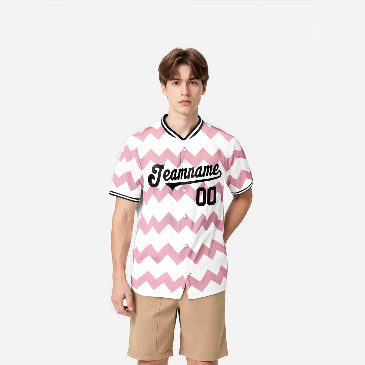 Custom White Black Authentic Corrugated Fashion Baseball Jersey