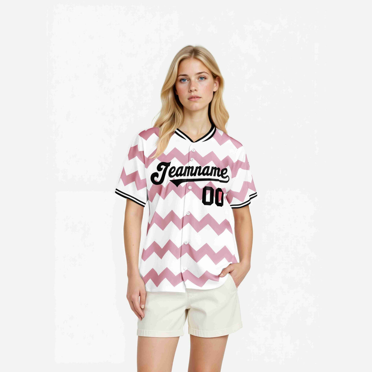 Custom White Black Authentic Corrugated Fashion Baseball Jersey